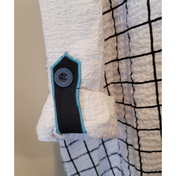 Ali Miles Womens Multicolor Round Neck Geometric Print Top XL Roll Tab Sleeves - Picture 6 of 9